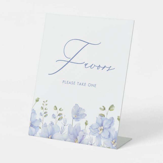 Dusty Blue Floral Favorits Brautparty Sockelschild (Vorderseite)