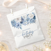 Dusty Blue Floral Flowers Birthday Party