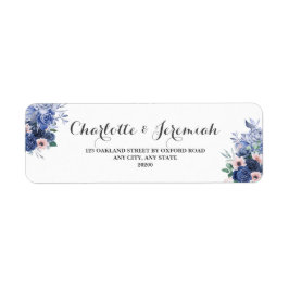 Dusty Blue Floral Foliage Wedding Rücksendeadresse
