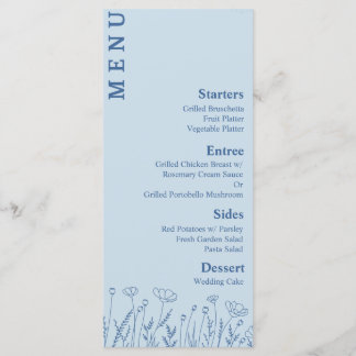 Dusty Blue Floral Food and Dracks Menu