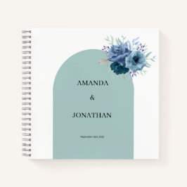 Dusty Blue Floral Foto Gästebuch Wedding Album Notizbuch