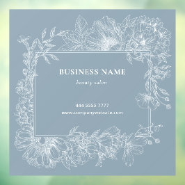 Dusty Blue Floral Frame Boutique Salon Florist Fensteraufkleber