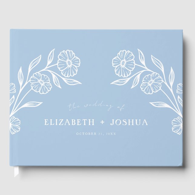 Dusty Blue Floral Fusion Gästebuch (Vorderseite)