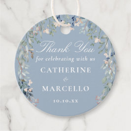 Dusty Blue Floral Gastgeschenk Hochzeit Vielen Dan Geschenkanhänger