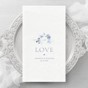Dusty Blue Floral Gasttücher mit "Liebe" Serviette