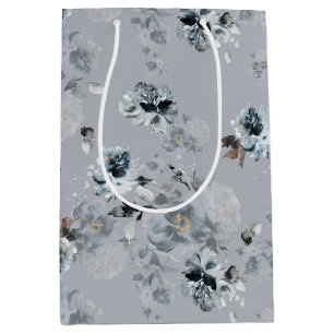 Dusty Blue Floral Geschenktasche Mittlere Geschenktüte