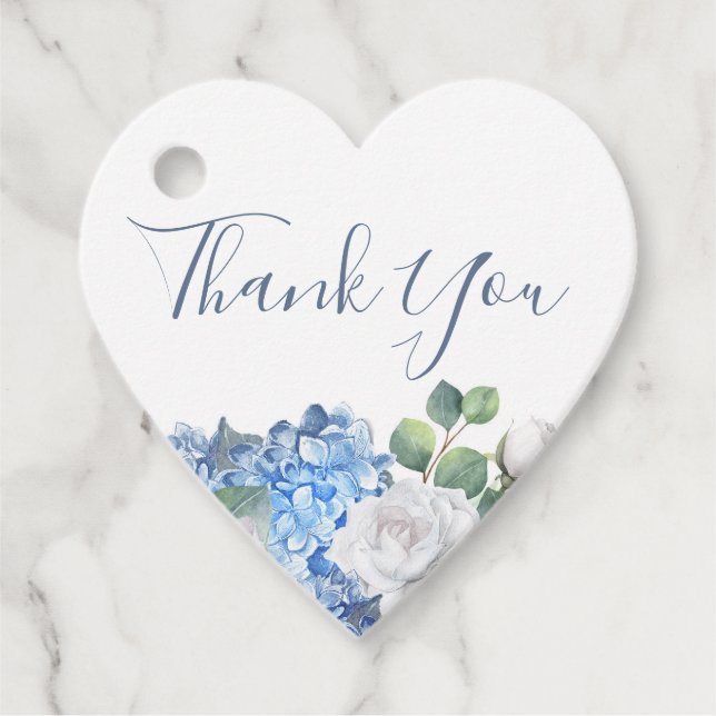 Dusty Blue Floral Greenerity Liebe Herzlich Willko Geschenkanhänger (Vorderseite)
