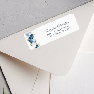 Dusty Blue Floral Greenery Rücksendeadresse