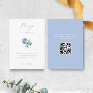 Dusty Blue Floral Hydrangea Wedding RSVP Begleitkarte