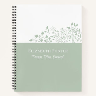 Dusty Blue Floral individuell anpassbar Notizbuch