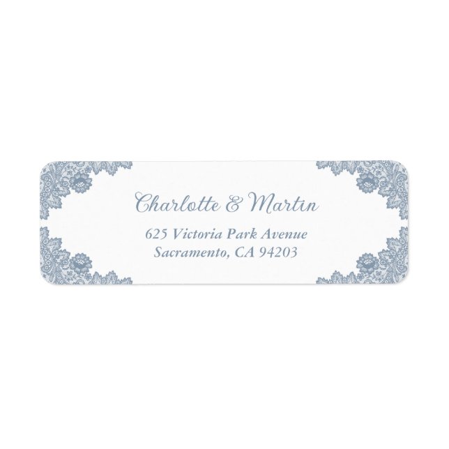 Dusty Blue Floral Lace Wedding Rücksendeadresse (Vorne)