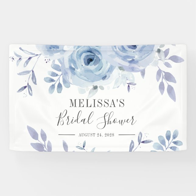 Dusty Blue Floral Lilac Brautparty Banner (Horizontal)