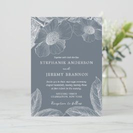 Dusty Blue Floral Line Einladung