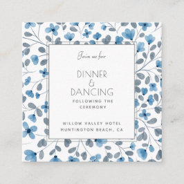 Dusty Blue Floral Mariage Carte de la réception