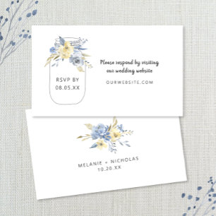 Dusty Blue Floral Mason Jar carte site rsvp