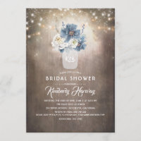 Dusty Blue Floral Mason Jar Rustikales Brautparty