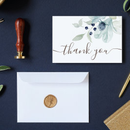 Dusty Blue Floral Merci Cartes