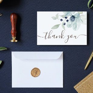 Dusty Blue Floral Merci Cartes