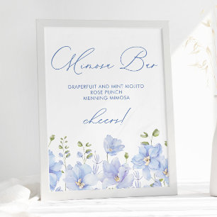 Dusty Blue Floral Mimosa Bar Brautparty Poster