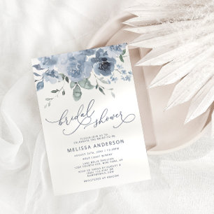 Dusty Blue Floral moderne nuptiale Invitation
