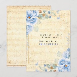 Dusty Blue Floral Music wird meine Bridesmaid sein Einladung