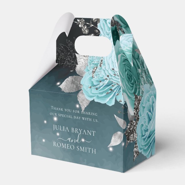 Dusty Blue Floral Personalisiert Wedding Geschenkschachtel (Vorderseite)