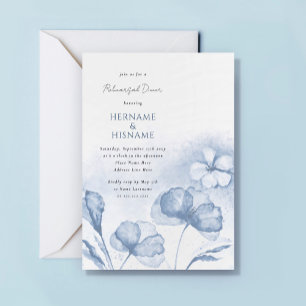 Dusty Blue Floral Probe Abendessen Einladung
