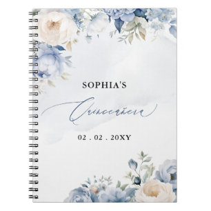 Dusty Blue Floral Quinceañera Livre d'or