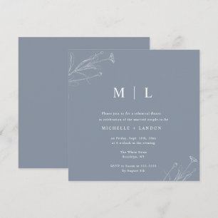 Dusty Blue Floral Rehearer Dîner Invitation