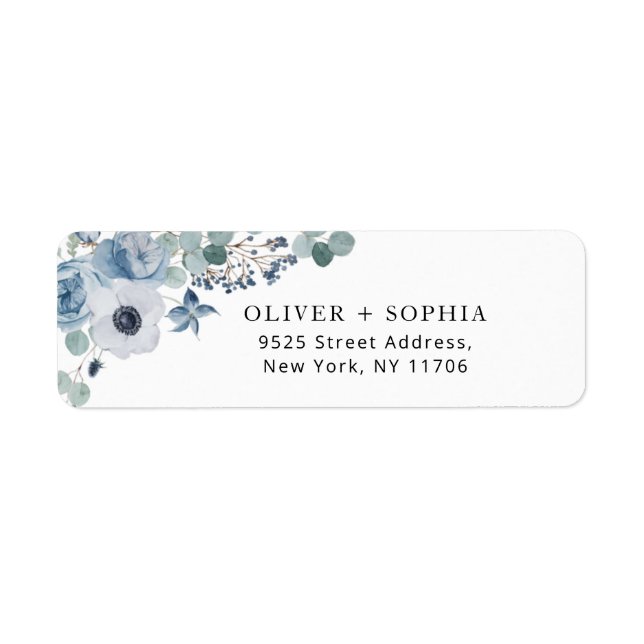 Dusty blue floral Return Address Label (Vorne)