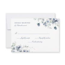 Dusty Blue Floral RSVP Card