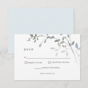 Dusty Blue Floral RSVP carte de réception de maria
