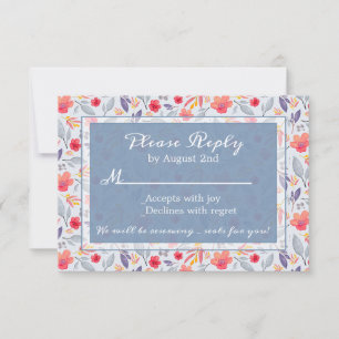 Dusty Blue Floral RSVP-Karte RSVP Karte