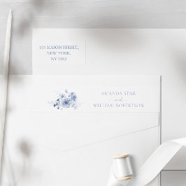 Dusty Blue Floral Rücksendeadressen-Aufklebers