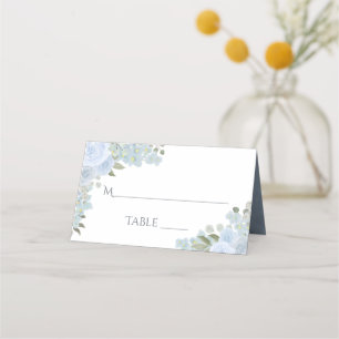 Dusty Blue Floral Rustikales Elegant Wedding Write Platzkarte