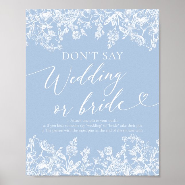 Dusty Blue Floral Sage nicht Hochzeit oder Brautsp Poster (Vorne)