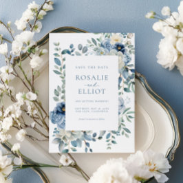 Dusty Blue Floral Save the Date Boho Save the Date Einladung