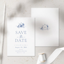 Dusty Blue Floral Save the Date Card Einladung