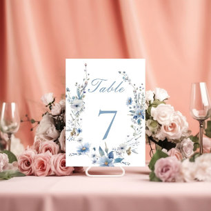 Dusty Blue Floral Spring grüne Hochzeit Tischnummer