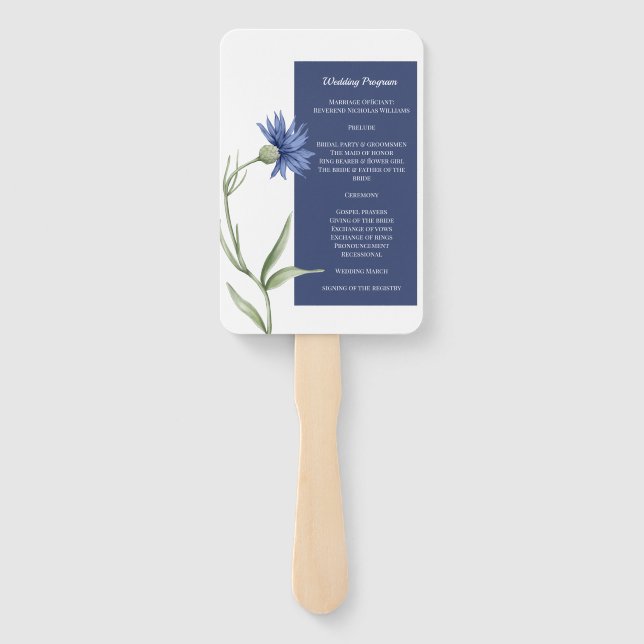 DUSTY Blue Floral Stilvolles QR-Programm Fächer (Rückseite)