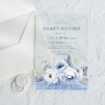 Dusty Blue Floral Sweet 16 Sechzehn Party Acryleinladungen<br><div class="desc">Dusty Blue Floral Sweet 16 16 Party Acryl Einladungen Schönes Dusty Blue & White Florals. Geeignet für alle Jahreszeiten. Siehe passende Artikel im Nest- und Nestladen</div>