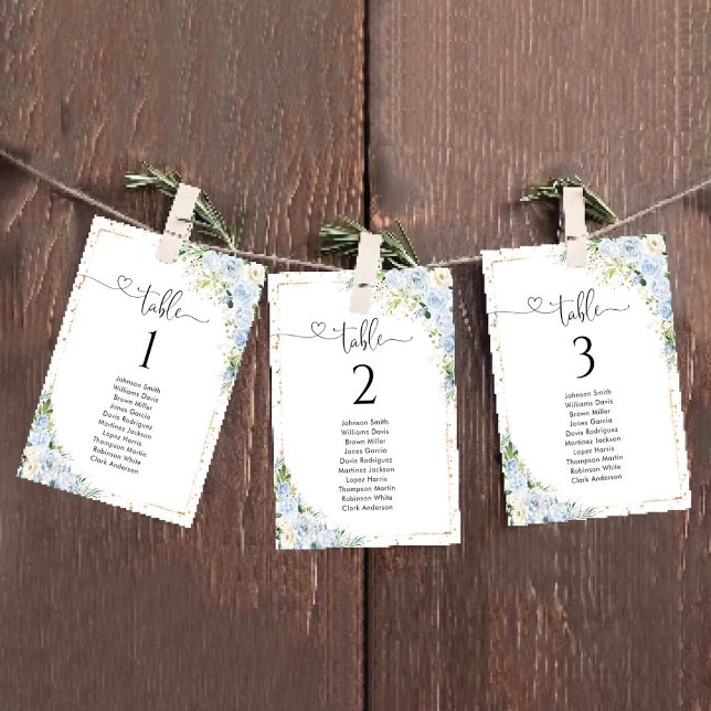 Dusty Blue Floral Table Number Seating Chart (Von Creator hochgeladen)
