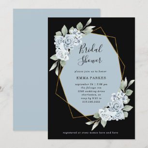 Dusty Blue Floral und Eukalyptus BRAUTPARTY Einladung