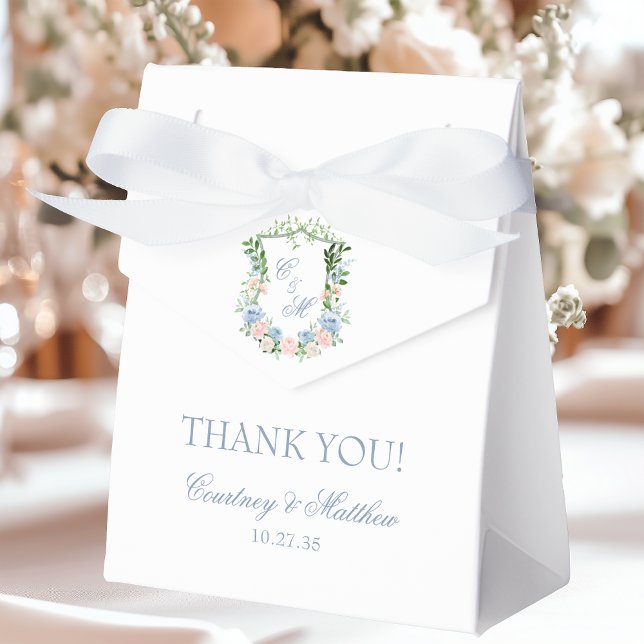 Dusty Blue Floral Wappen Vielen Dank Geschenkschachtel (Von Creator hochgeladen)