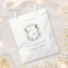 Dusty Blue Floral Wappen Vielen Dank Geschenktütchen