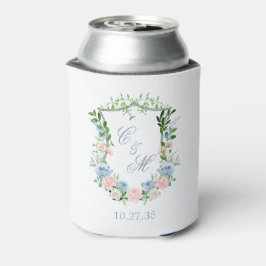 Dusty Blue Floral Wappen Wedding Dosenkühler