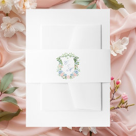 Dusty Blue Floral Wappen Wedding Einladungsbanderole