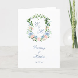 Dusty Blue Floral Wappen Wedding Programm