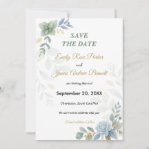 Dusty Blue Floral Watercolor Wedding