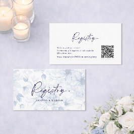 Dusty Blue Floral Wedding Card Begleitkarte